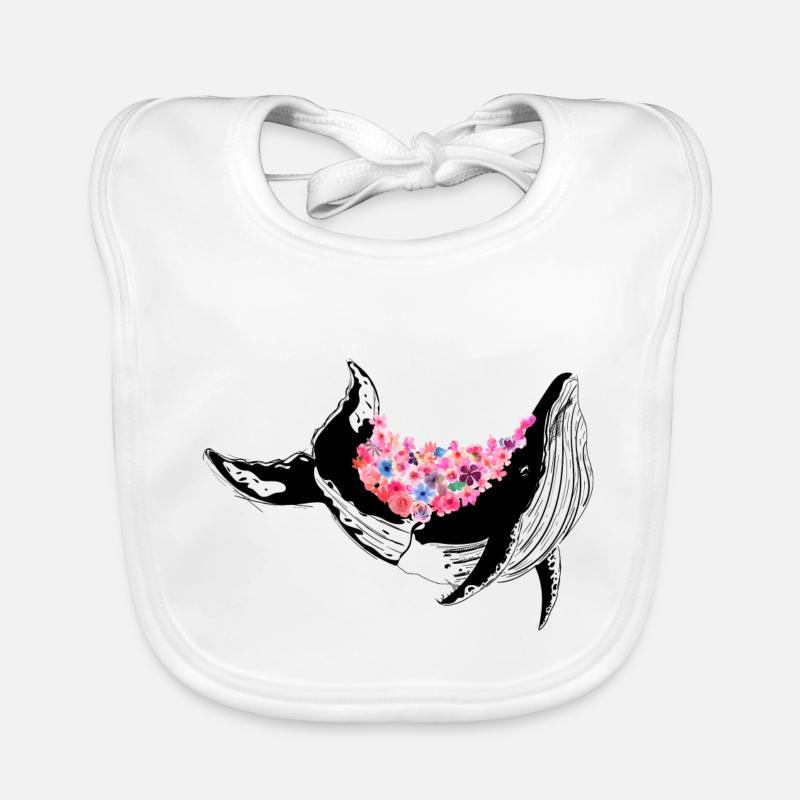 Wal mit Blumen Baby Bio-Lätzchen