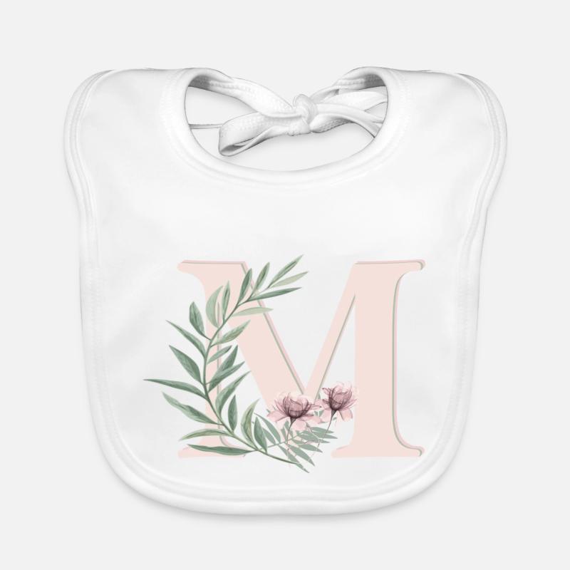 Buchstabe M mit Blumen Baby Bio-Lätzchen