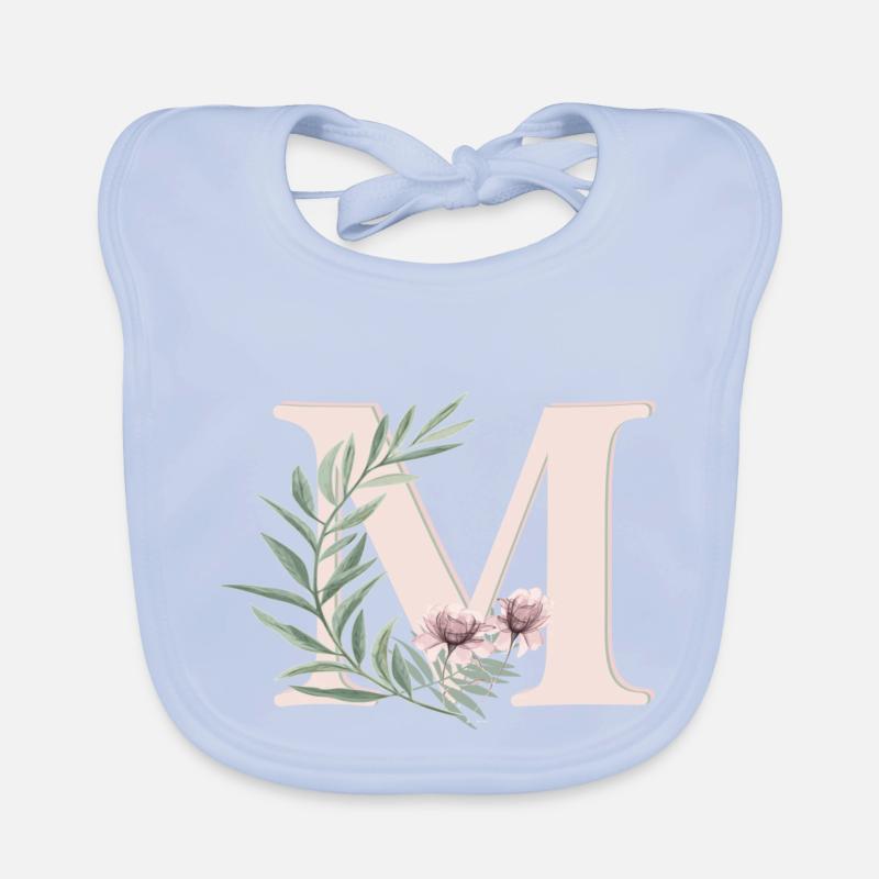 Lettre M avec des fleurs Bavoir bio Bébé