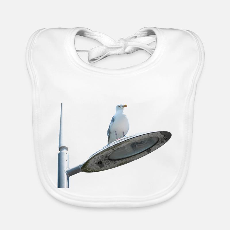 Seagull On A Lamp Post Organic Baby Bibs