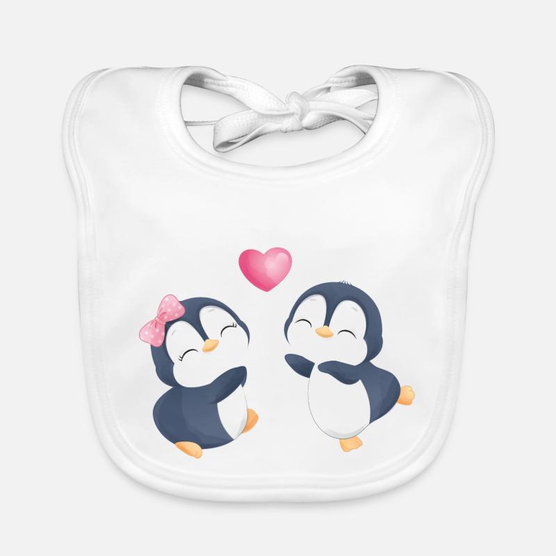 Les pingouins dans l’amour Bavoir bio Bébé