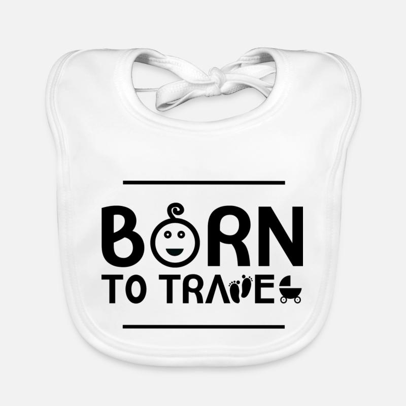 Né pour voyager - Bavoir bio Bébé - blanc