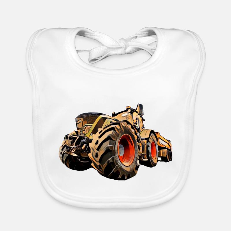 Tracteur - Bavoir bio Bébé - blanc
