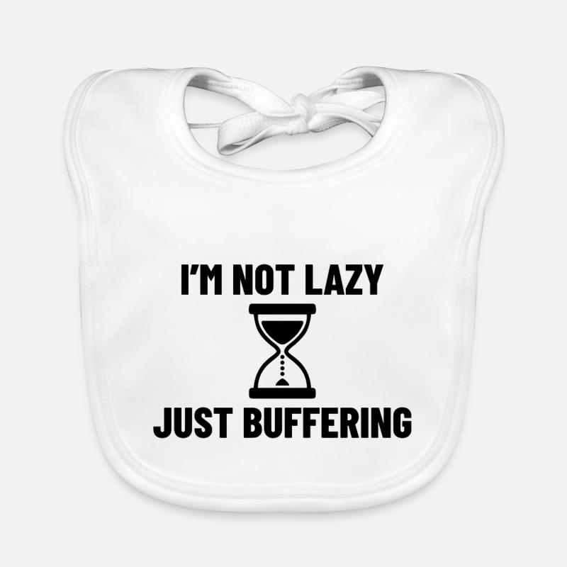 I AM NOT LAZY JUST BUFFERING Organic Baby Bibs