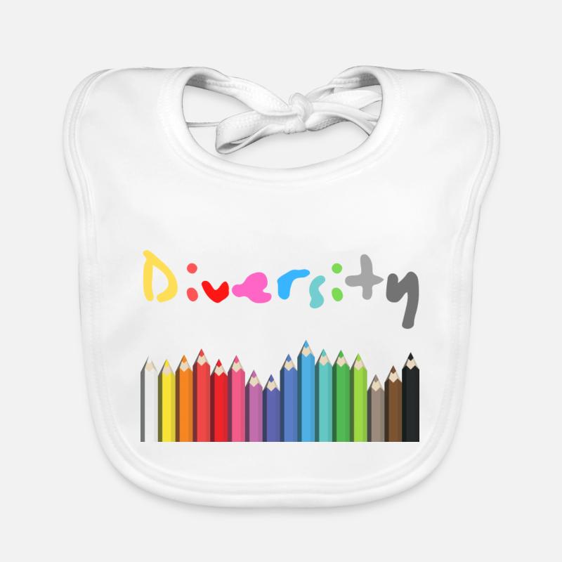 Cadeau de diversité et idée de cadeau - Bavoir bio Bébé - blanc