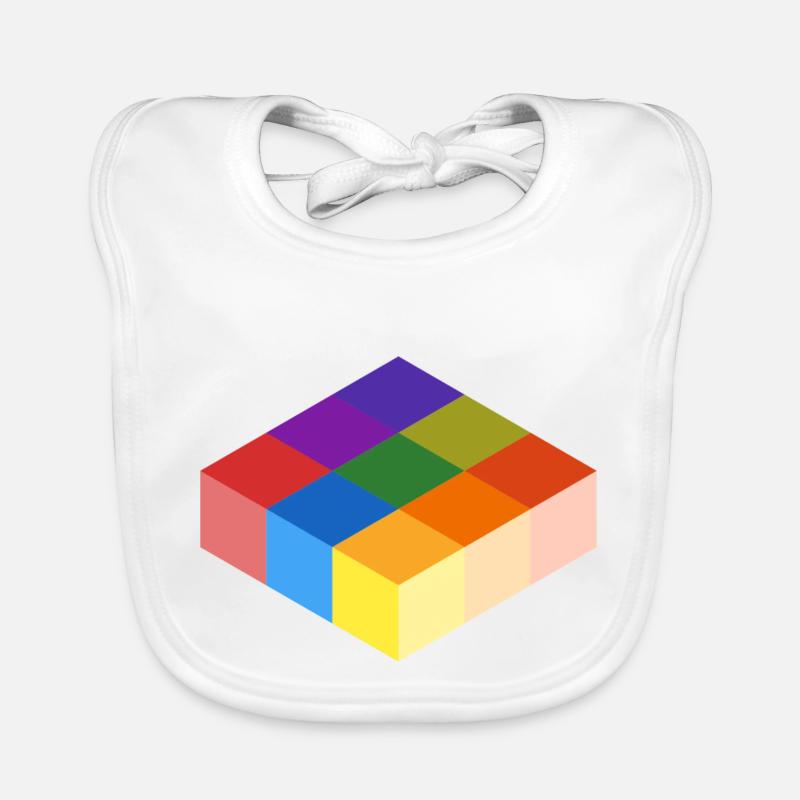 Grille cube - Bavoir bio Bébé - blanc