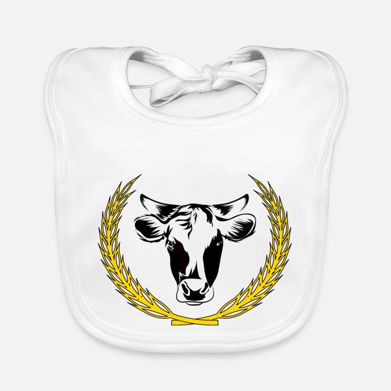 Vache avec épi de blé Bavoir bio Bébé