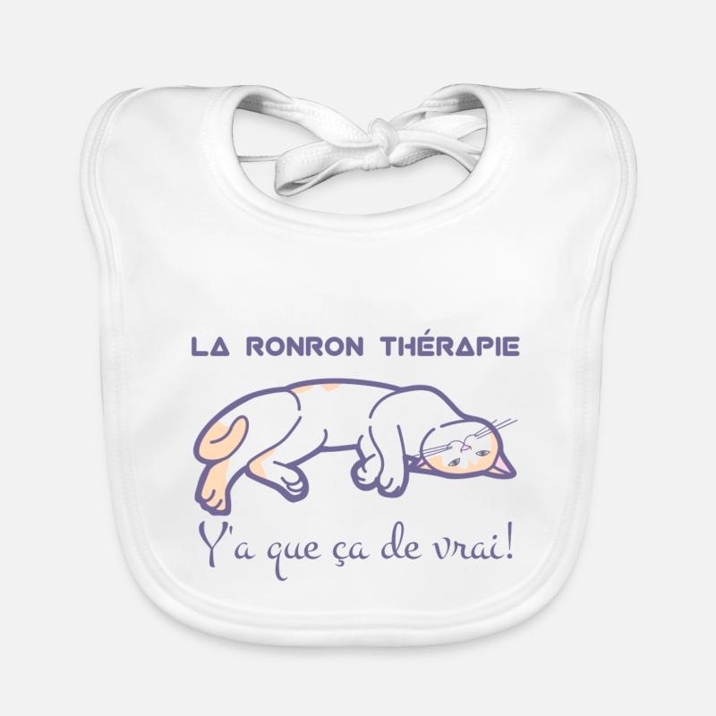 La ronron thérapie, c'est top - Bavoir bio Bébé - blanc