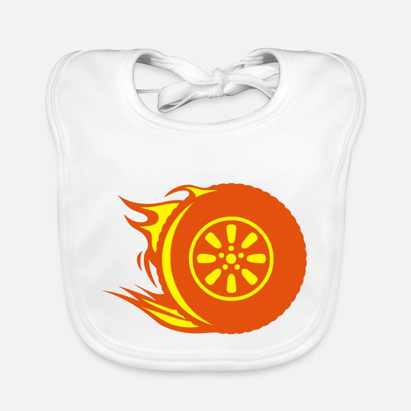 flame tire wheel fire Organic Baby Bibs