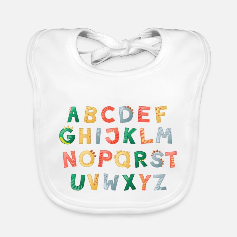 DINO ABC Alphabet Scolarisation Enfant Bavoir bio Bébé