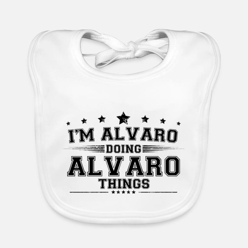 i’m Alvaro doing Alvaro things - Organic Baby Bibs - white