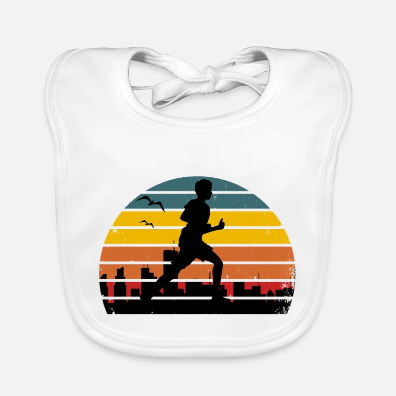 running vintage course à pied marathon retro - Bavoir bio Bébé - blanc