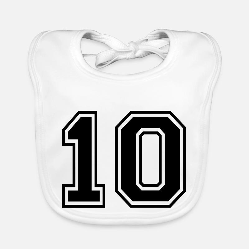 Numero 10 Équipe Foot baseball basket université Bavoir bio Bébé