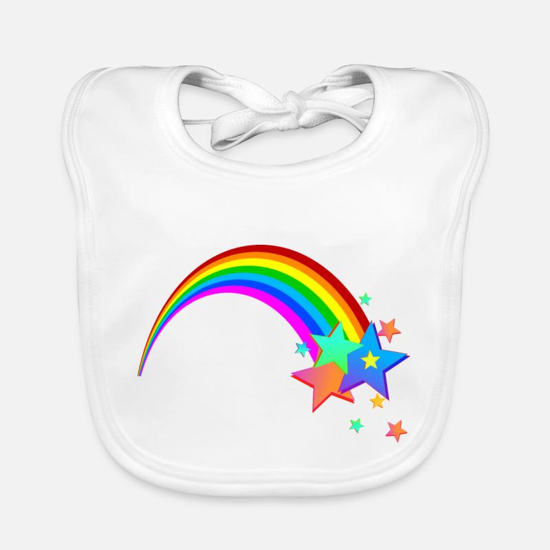 Regenbogen Sternschnuppe - Baby Bio-Lätzchen - Weiß