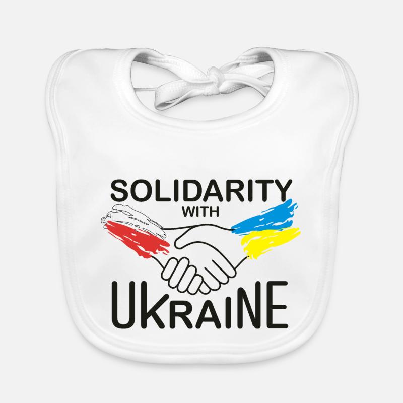 La Pologne solidaire de l’Ukraine - Bavoir bio Bébé - blanc