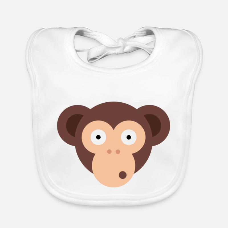 Monkey Ape - Organic Baby Bibs - white