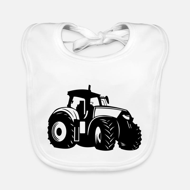 Tracteur - Bavoir bio Bébé - blanc