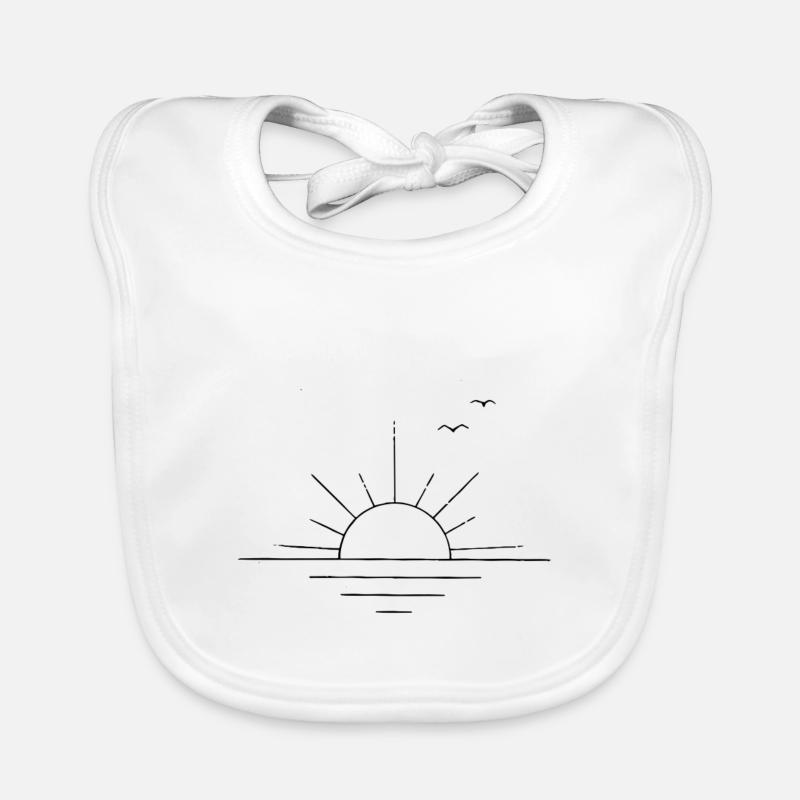 Coucher de soleil océan minimaliste - Bavoir bio Bébé - blanc