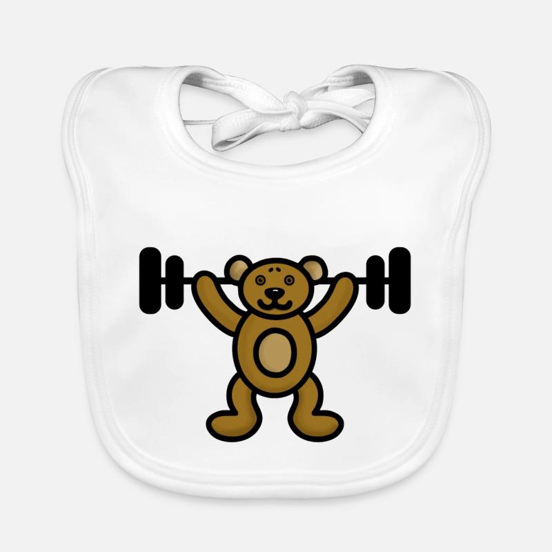 Ours avec poids - Haltérophile Bodybuilder Bavoir bio Bébé