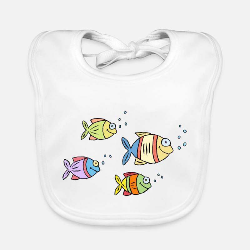 Poisson Cichlide Eau Mer Graffiti Dessin Bavoir bio Bébé