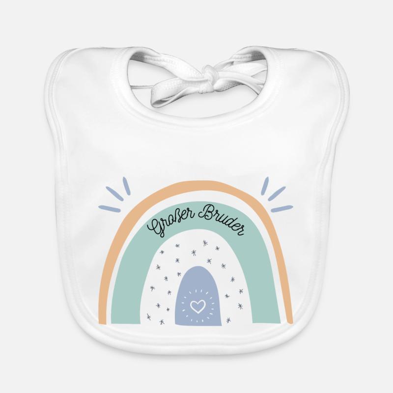 Großer Bruder Regenbogen - Baby Bio-Lätzchen - Weiß