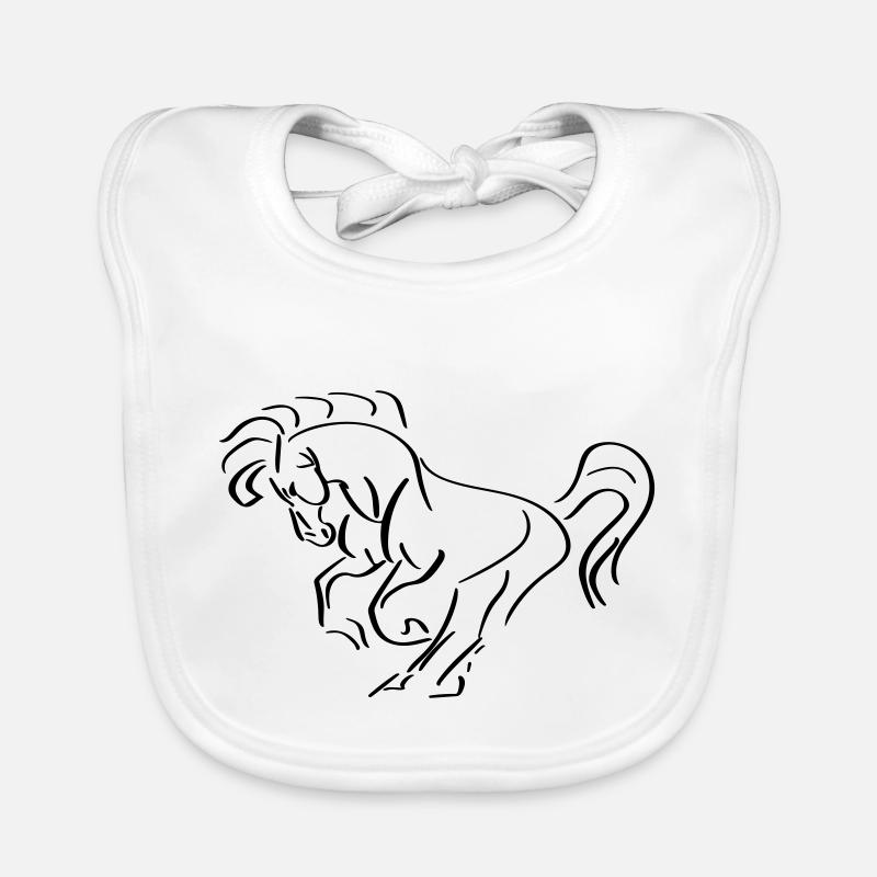 Pferd Line Art - Minimalistisch Baby Bio-Lätzchen
