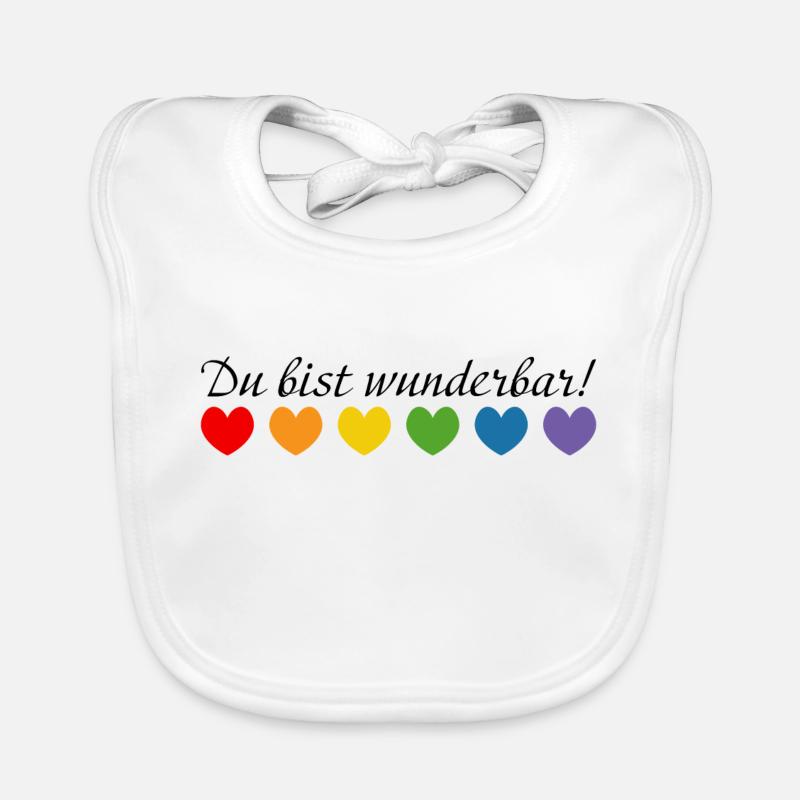 Regenbogenherzchen du bist wunderbar Baby Bio-Lätzchen