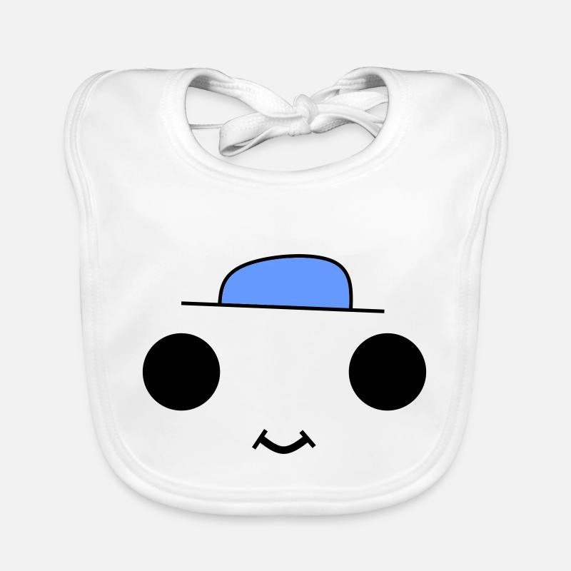 Cute face with a blue hat - Baby Bio-Lätzchen - Weiß