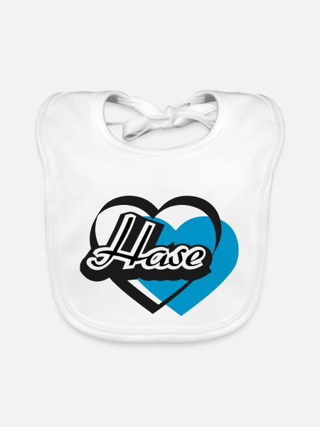Kosename Hase Herz - Baby Bio-Lätzchen - Weiß - Vorne