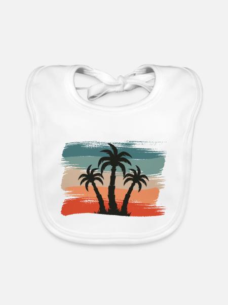 Beach Style: Retro Palmen einsame Insel Design - Baby Bio-Lätzchen - Weiß - Vorne