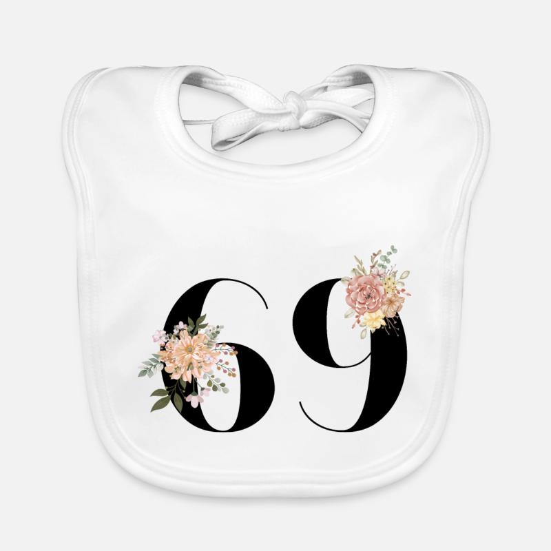 69e anniversaire fleuris (Cadeau de 69 ans) Bavoir bio Bébé