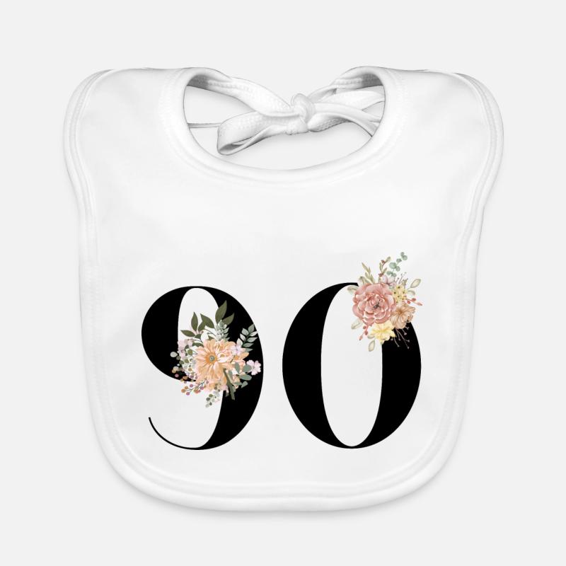 90e anniversaire fleuris (Cadeau de 90 ans) Bavoir bio Bébé