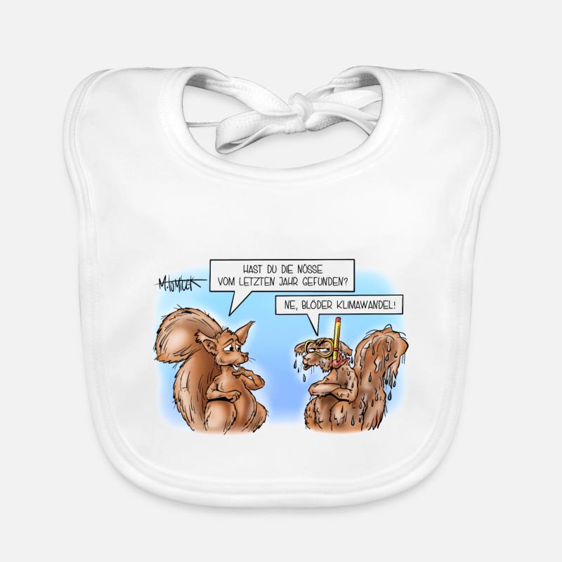 Klimawandel Eichhörnchen - Baby Bio-Lätzchen - Weiß