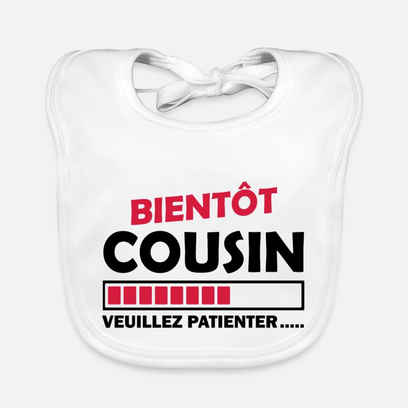 bientôt cousin / je vais être cousin - Bavoir bio Bébé - blanc