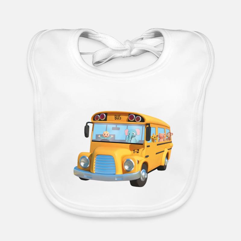 Bus jaune animaux ecole Bavoir bio Bébé