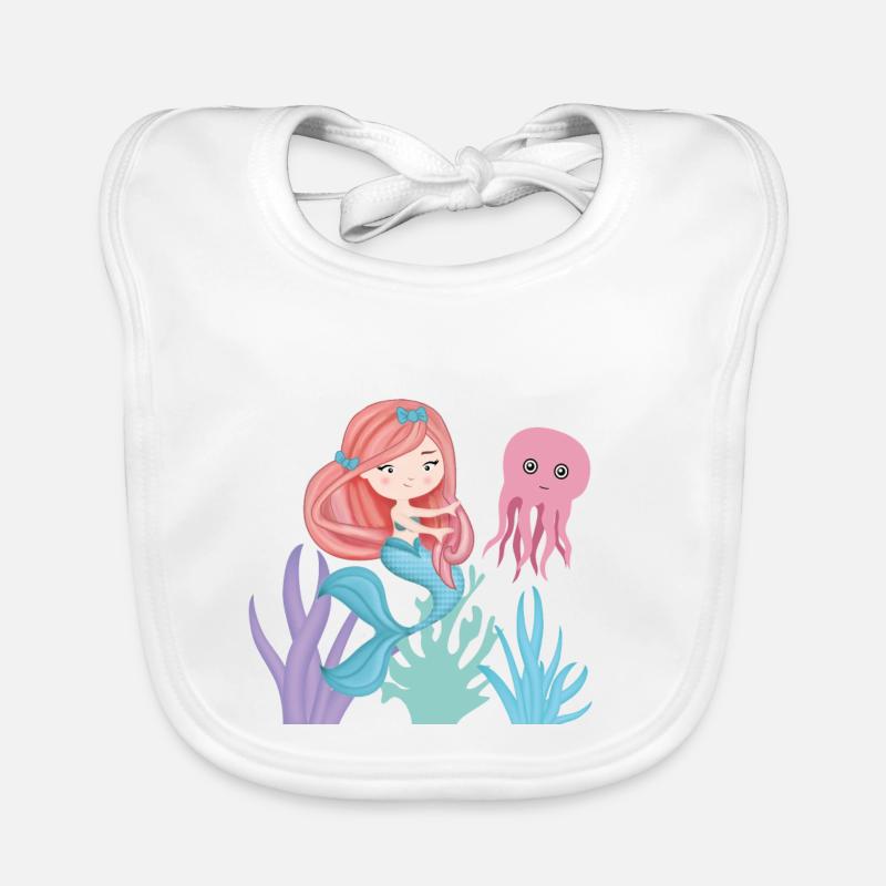 Little Sirene with her octopus friend Organic Baby Bibs