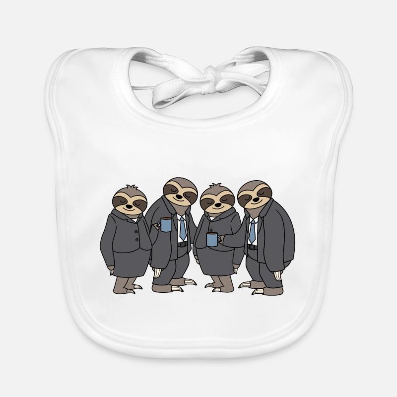 Funny Sloths Group Office Team Coffee Colleagues Organic Baby Bibs