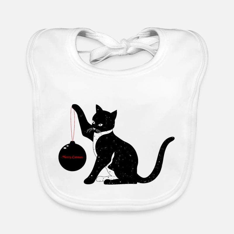 Cadeau de balle de chat de Noël Merry Catmas Bavoir bio Bébé