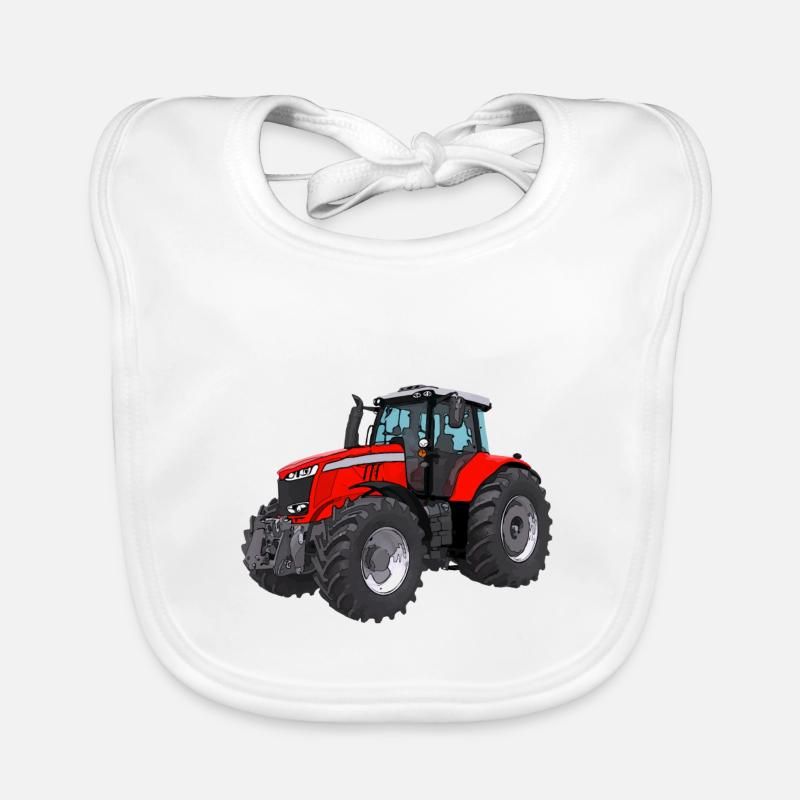 Massey Traktor rot - Baby Bio-Lätzchen - Weiß
