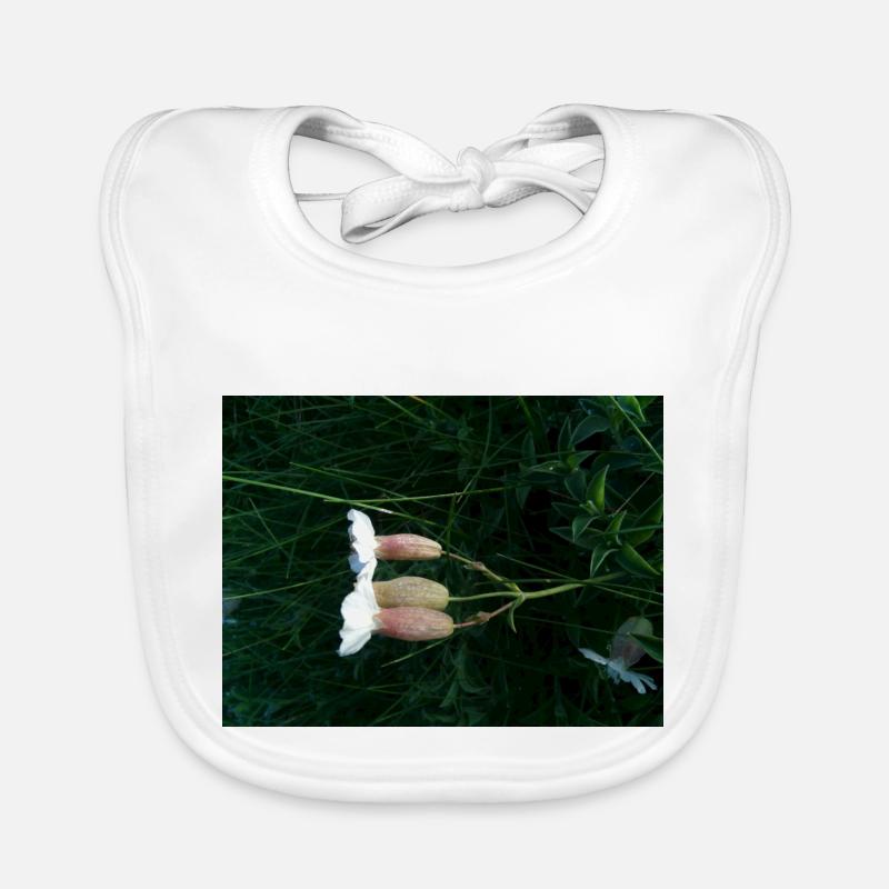Fleur couchée par le vent - Bavoir bio Bébé - blanc