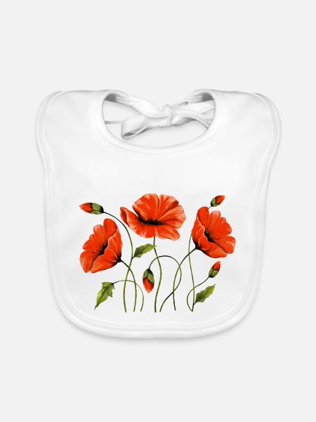 Blumen - Baby Bio-Lätzchen - Weiß - Vorne