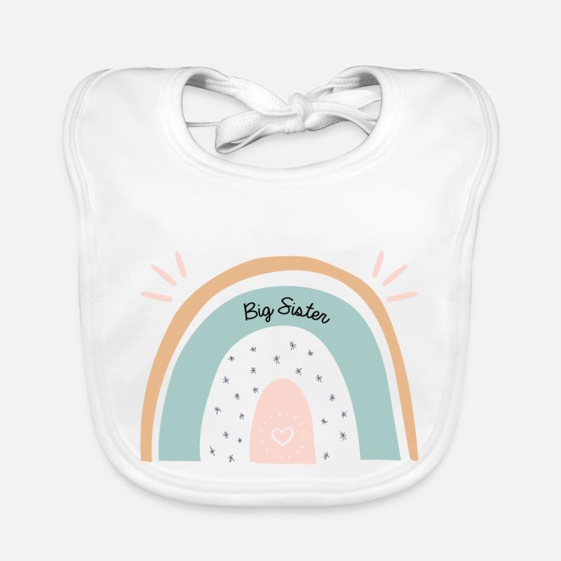 Große Schwester Regenbogen - Baby Bio-Lätzchen - Weiß