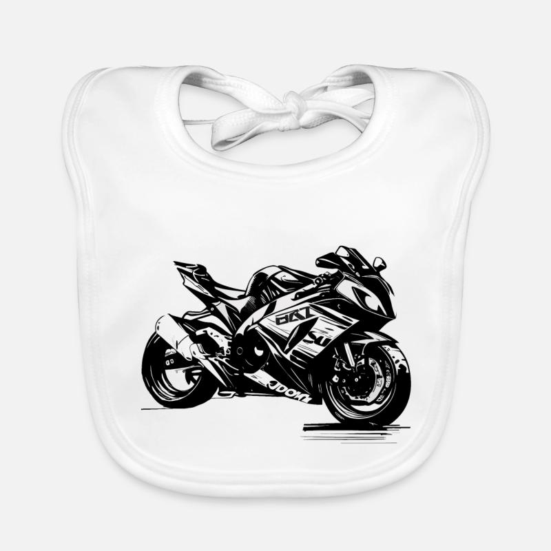 Show off your style with our motorcycle logos Organic Baby Bibs