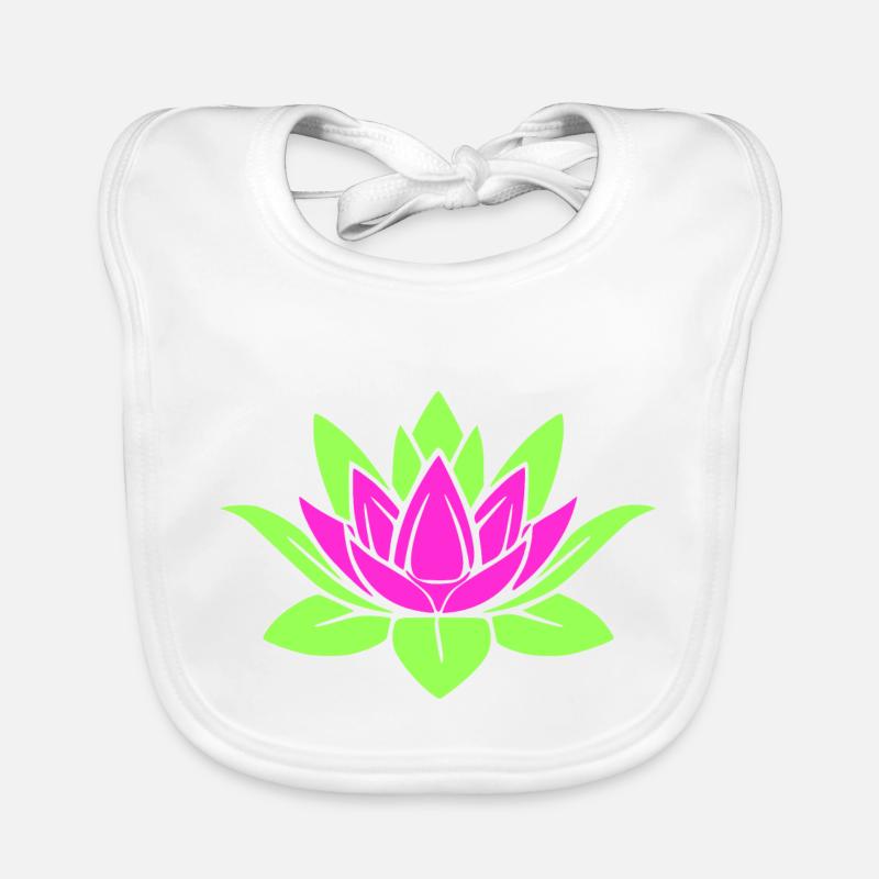 Fleur de Lotus - Mandala - Bavoir bio Bébé - blanc