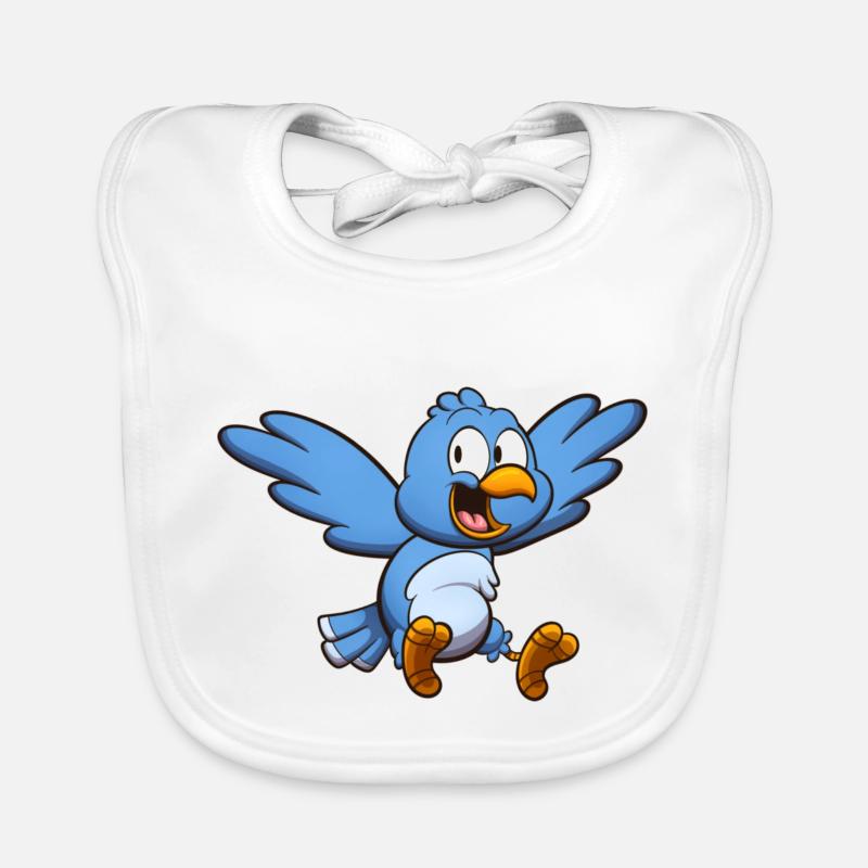 Cute Flying Blue Bird Organic Baby Bibs
