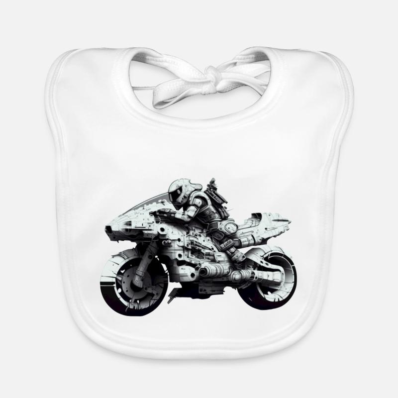 Science Fiction Motorrad mit Biker der zukunft Baby Bio-Lätzchen