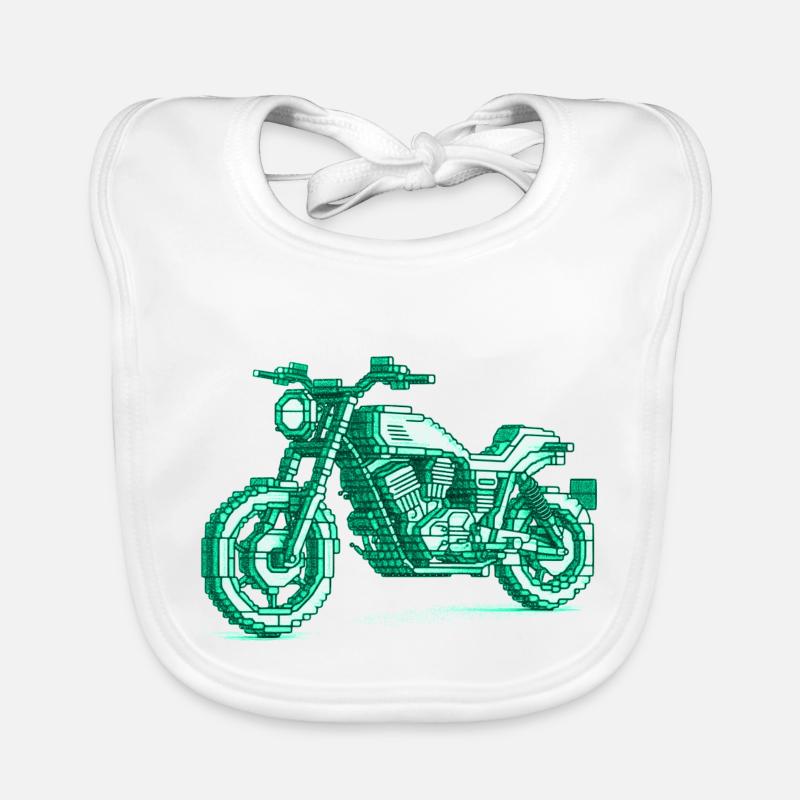 Moto rétro en 8 bits dans la couleur verte Bavoir bio Bébé