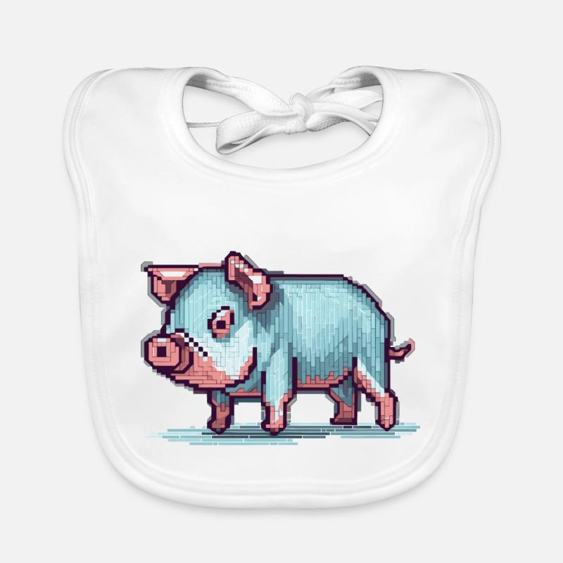 Drôle de cochon de compagnie conçu en pixels 8 bits Bavoir bio Bébé