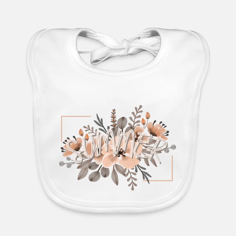 Fleurs d’été - Bavoir bio Bébé - blanc