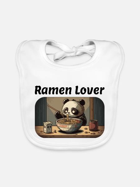 Panda Ramen/Ramen Liebhaber - Baby Bio-Lätzchen - Weiß - Vorne